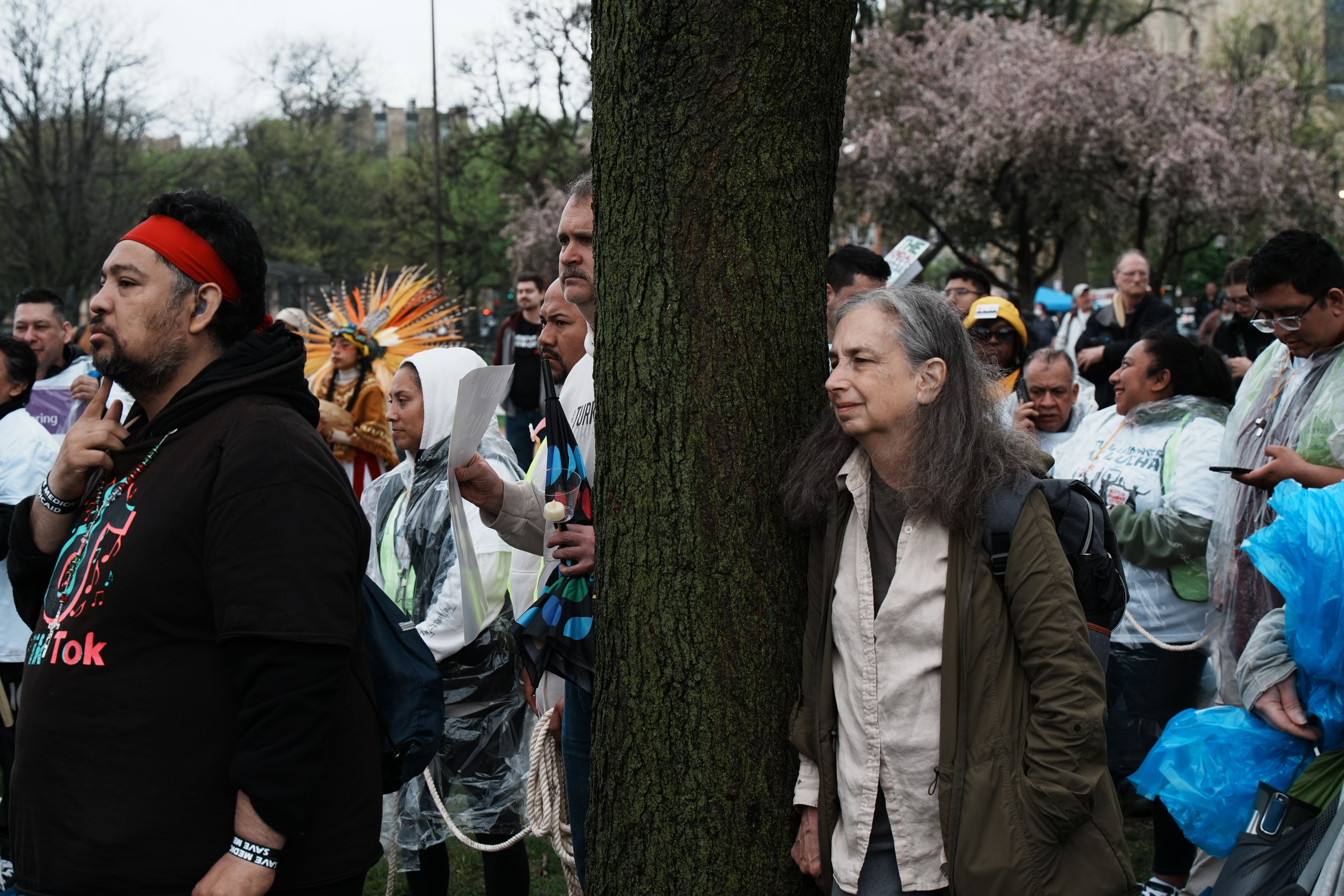 Demonstrators attend an interfaith gathering in Union Park ahead of a planned May Day march to Grant Park on May 1, 2025 in Chicago. (E. Jason Wambsgans/Chicago Tribune)