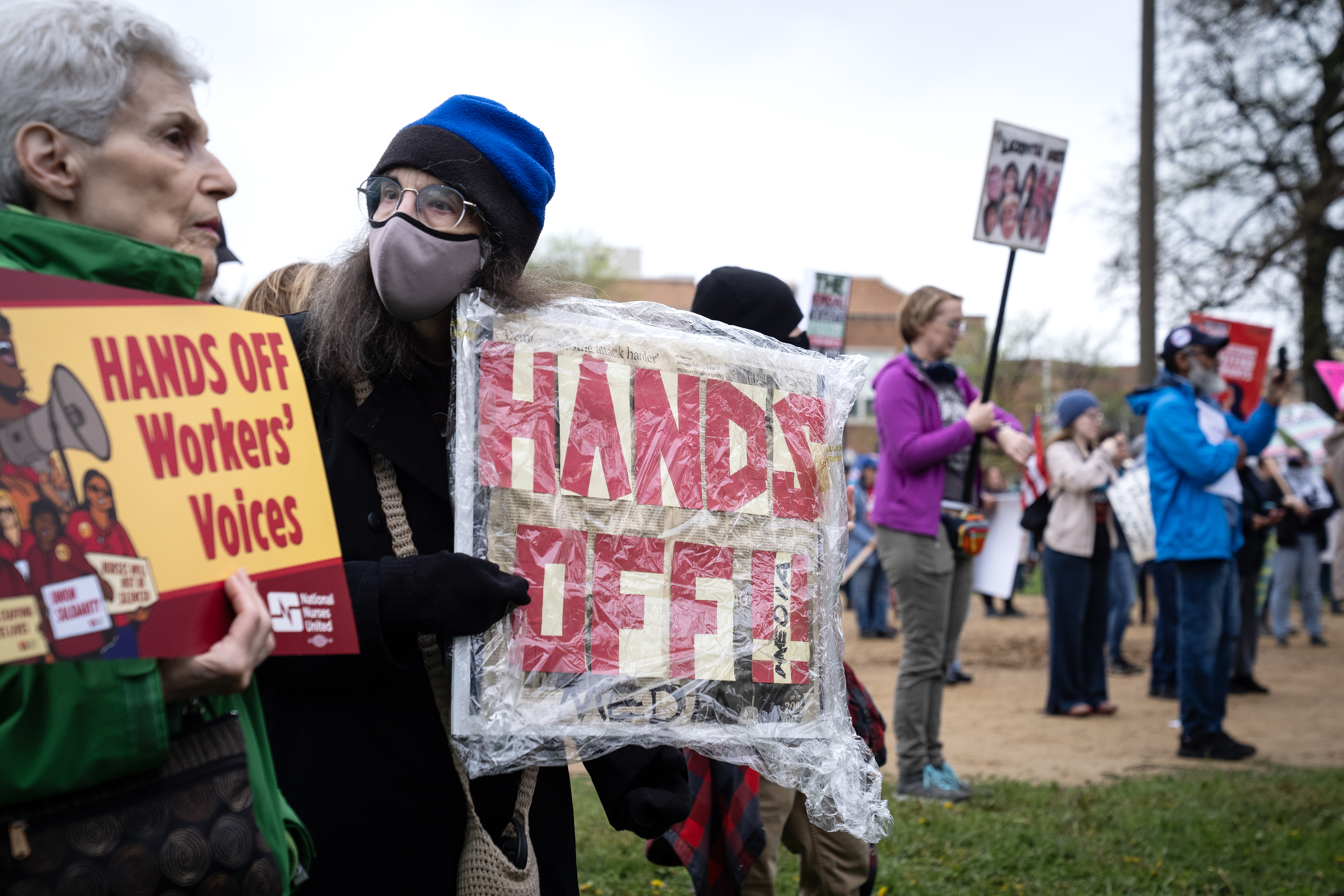 Demonstrators attend the May Day interfaith ceremony in Union Park, May 1, 2025. (E. Jason Wambsgans/Chicago Tribune)